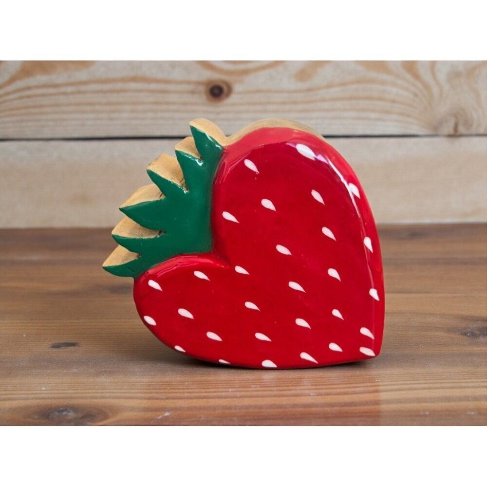 New Red / Green Strawberry Wooden Folk Art Wall Decor Fruit Home Decor